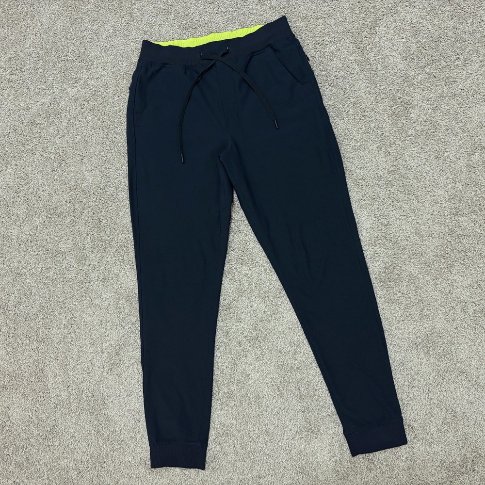 Birddogs Joggers Drawstring Performance Stretch Zip Pocket Navy Blue Mens Medium